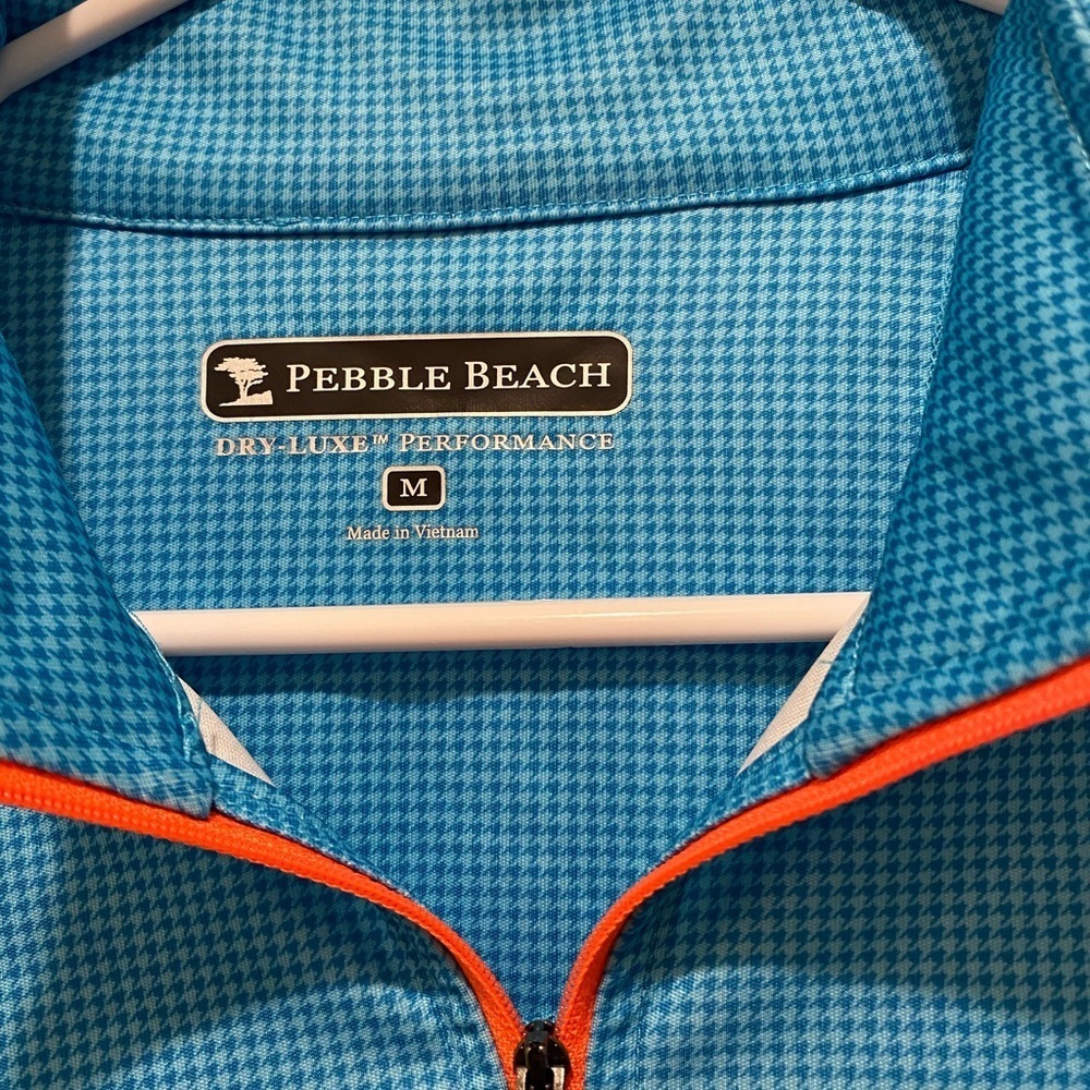 Pebble Beach Blue Houndstooth Quarter-Zip Pullover View 3